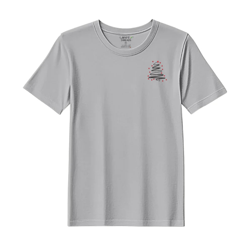 BYFT Threads Embroidered For You Christmas - Starry Christmas Tree Designed T-Shirts