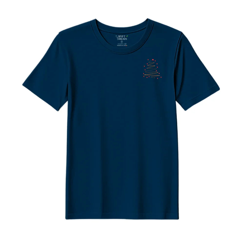BYFT Threads Embroidered For You Christmas - Starry Christmas Tree Designed T-Shirts
