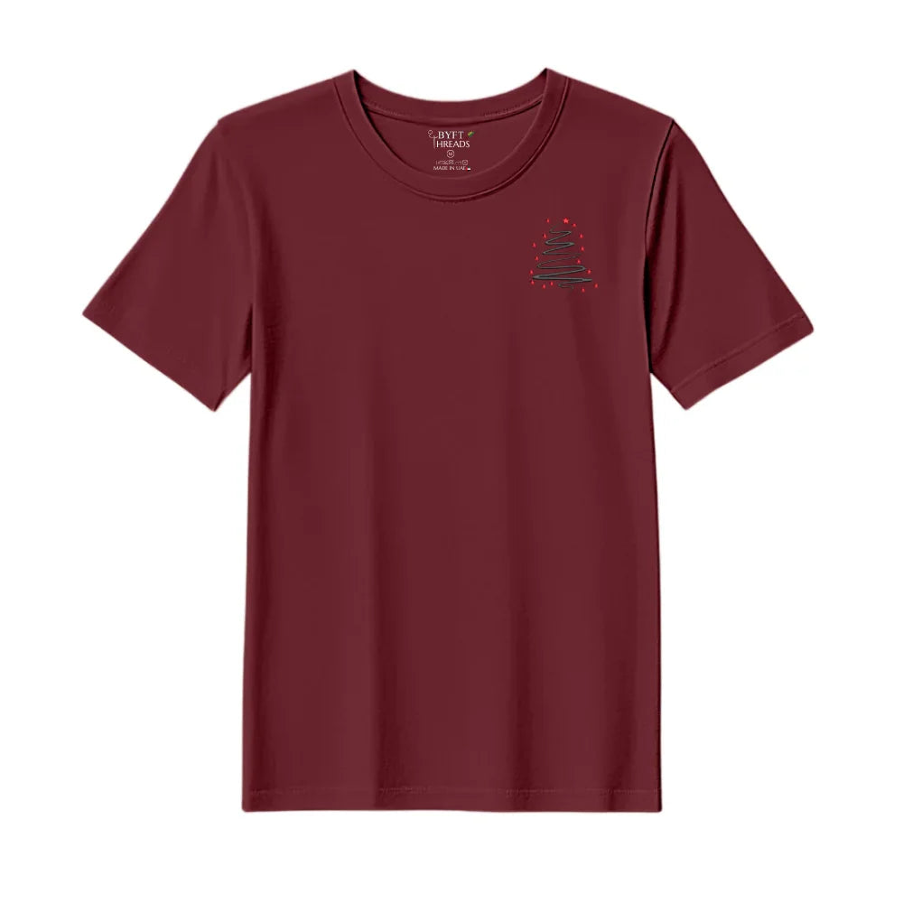 BYFT Threads Embroidered For You Christmas - Starry Christmas Tree Designed T-Shirts