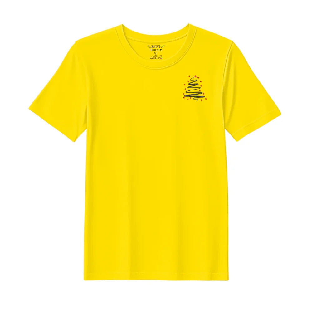 BYFT Threads Embroidered For You Christmas - Starry Christmas Tree Designed T-Shirts