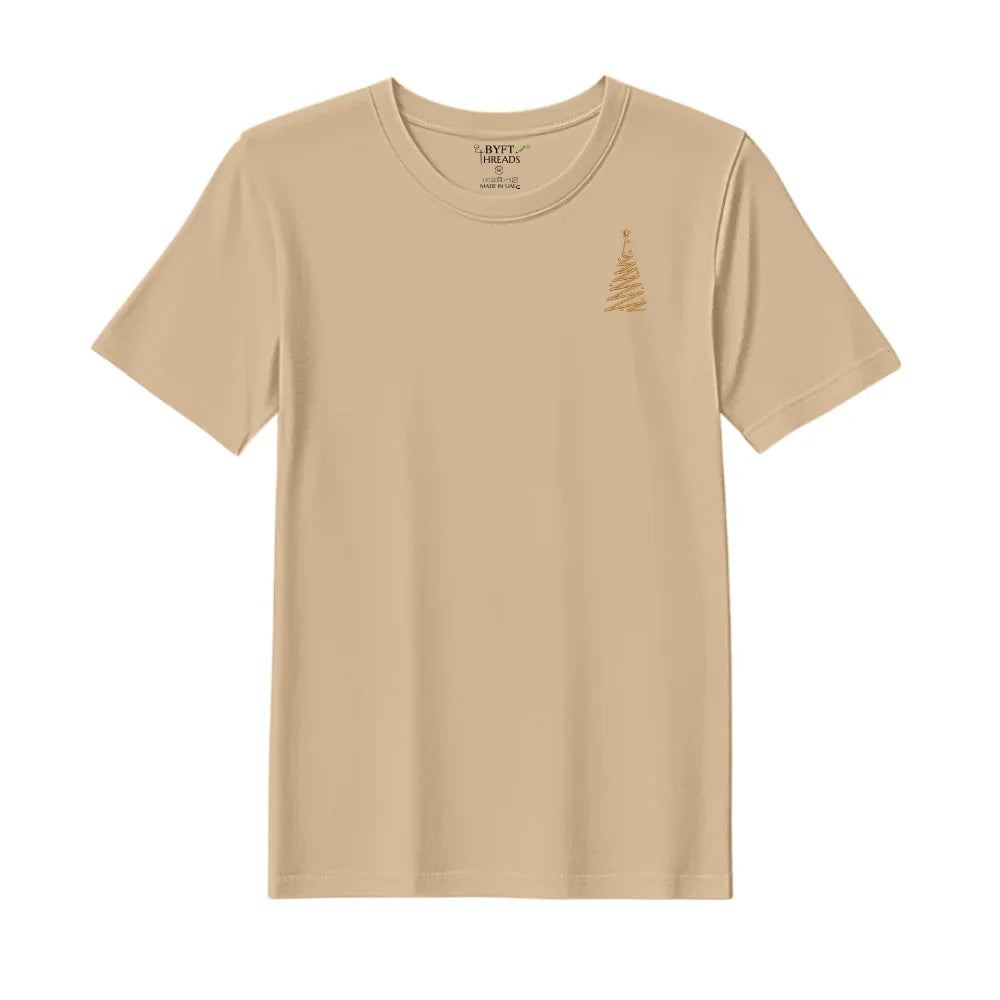 BYFT Threads Embroidered For You Christmas - Zigzag Christmas Tree Designed T-Shirts