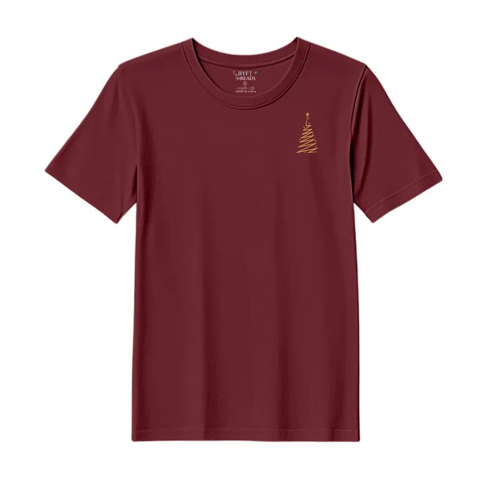 BYFT Threads Embroidered For You Christmas - Zigzag Christmas Tree Designed T-Shirts