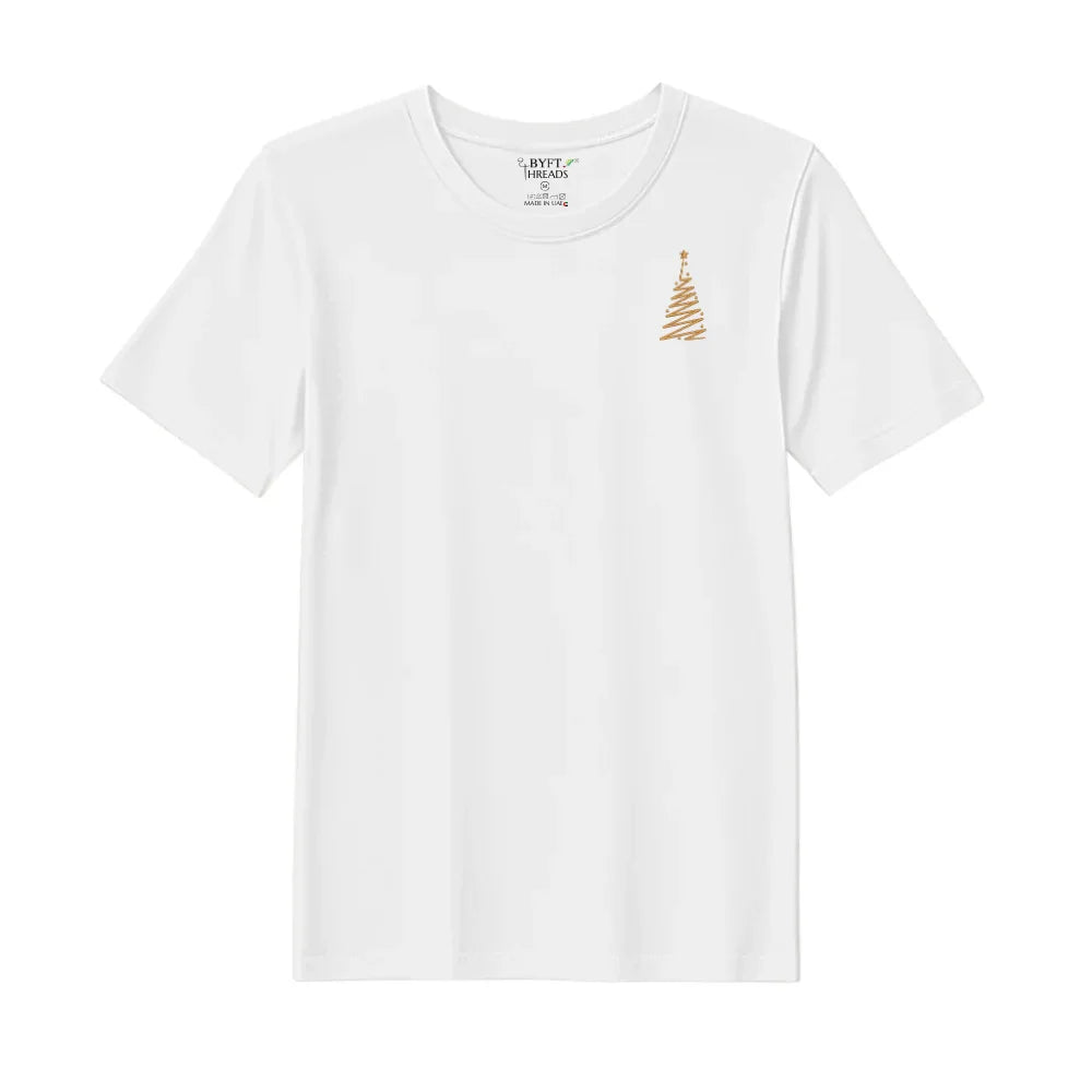 BYFT Threads Embroidered For You Christmas - Zigzag Christmas Tree Designed T-Shirts