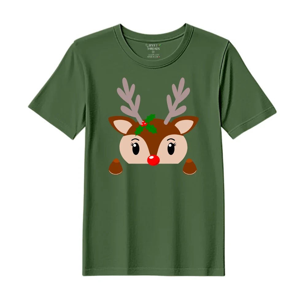 BYFT Threads Printed Christmas - Christmas Deer Face Designed T-Shirts