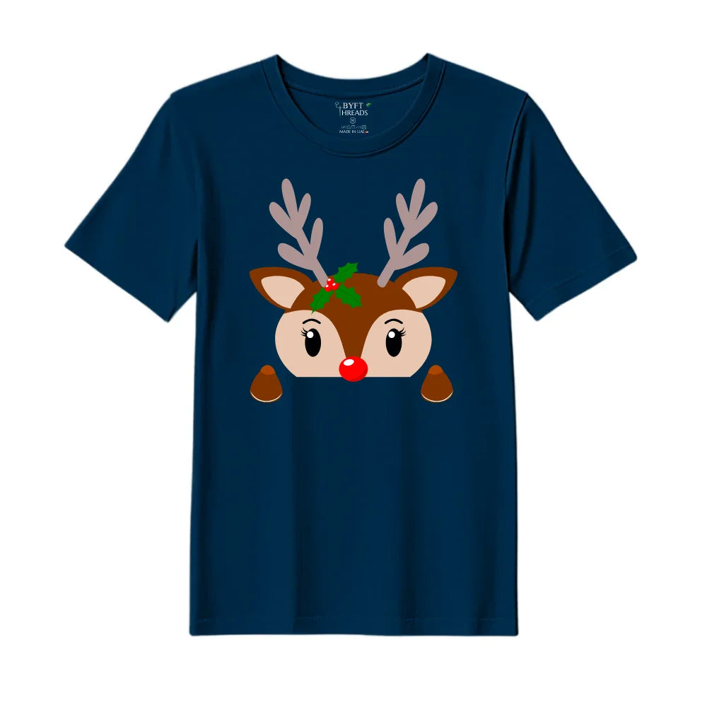 BYFT Threads Printed Christmas - Christmas Deer Face Designed T-Shirts
