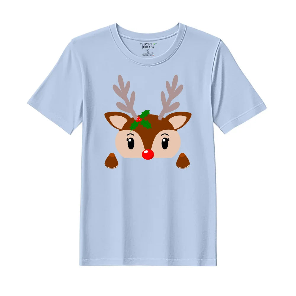 BYFT Threads Printed Christmas - Christmas Deer Face Designed T-Shirts