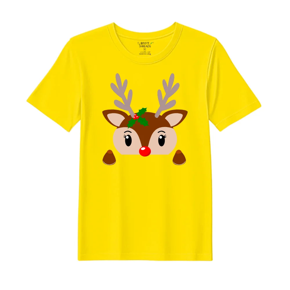 BYFT Threads Printed Christmas - Christmas Deer Face Designed T-Shirts