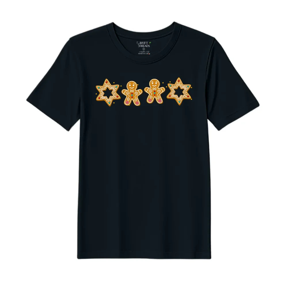 BYFT Threads Printed Christmas - Gingerbread Star Designed T-Shirts