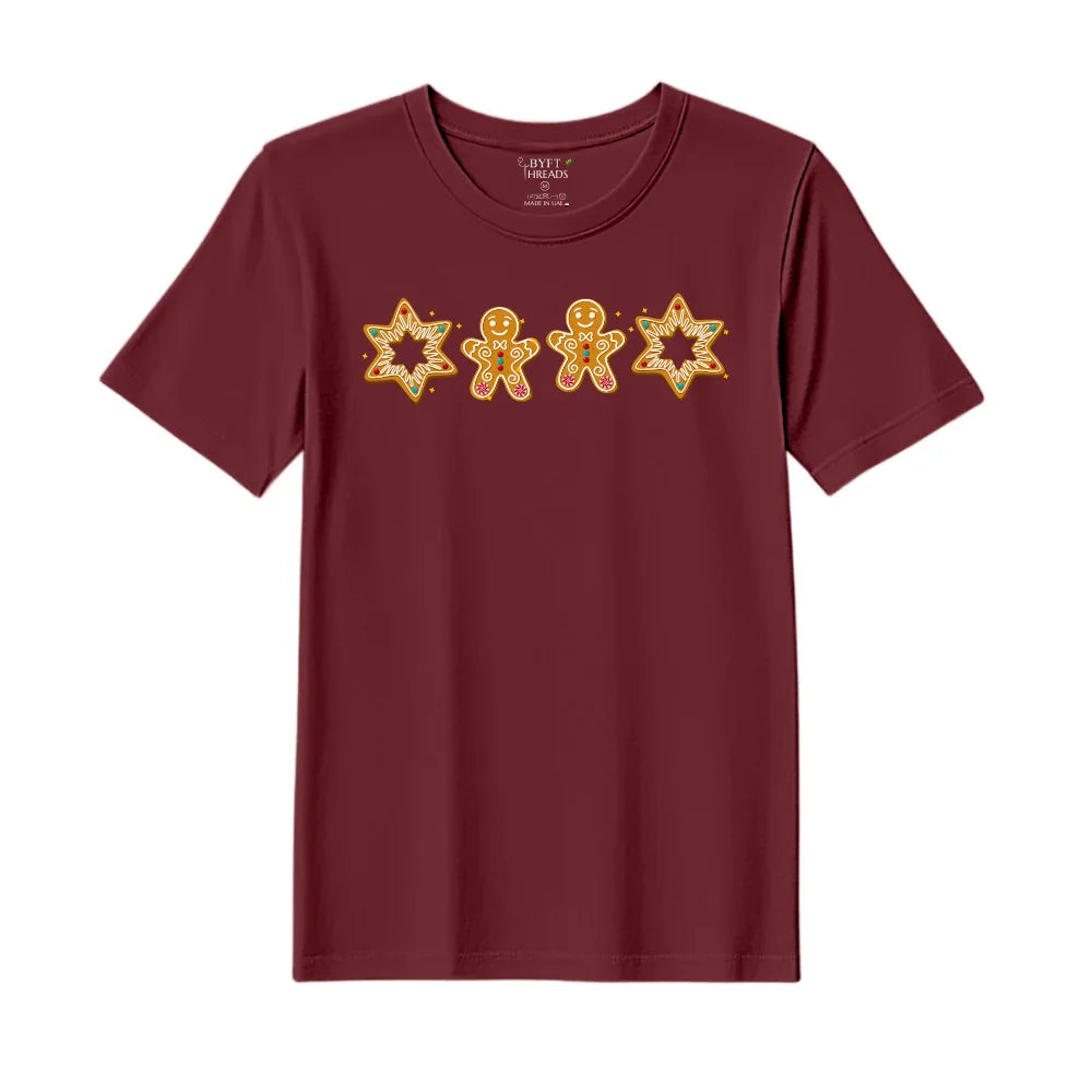 BYFT Threads Printed Christmas - Gingerbread Star Designed T-Shirts