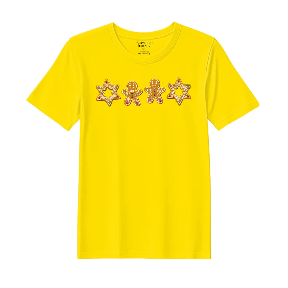 BYFT Threads Printed Christmas - Gingerbread Star Designed T-Shirts
