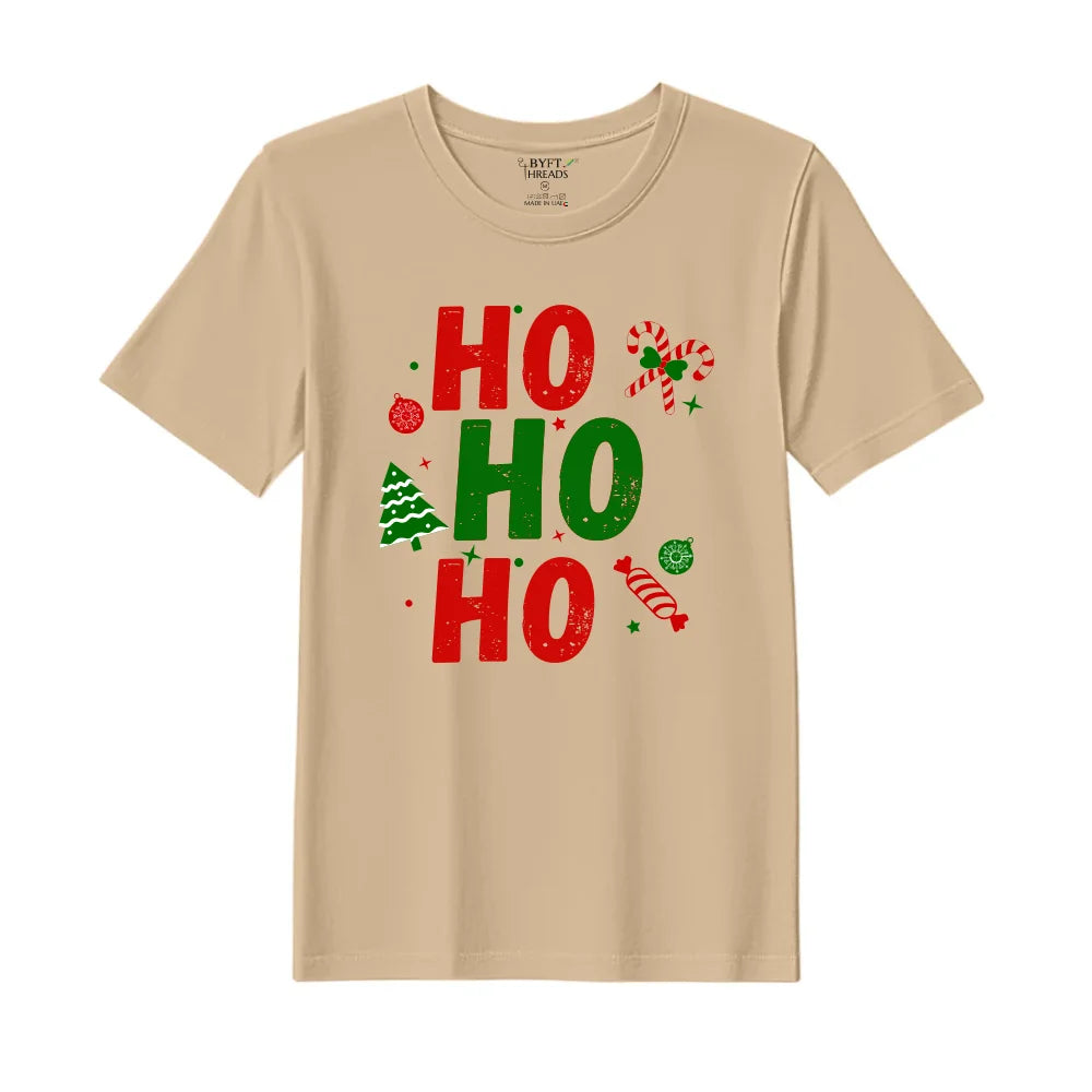 BYFT Threads Printed Christmas - Ho Ho Ho Toffee Designed T-Shirts