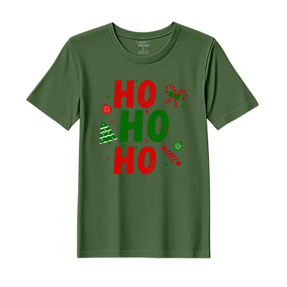 BYFT Threads Printed Christmas - Ho Ho Ho Toffee Designed T-Shirts