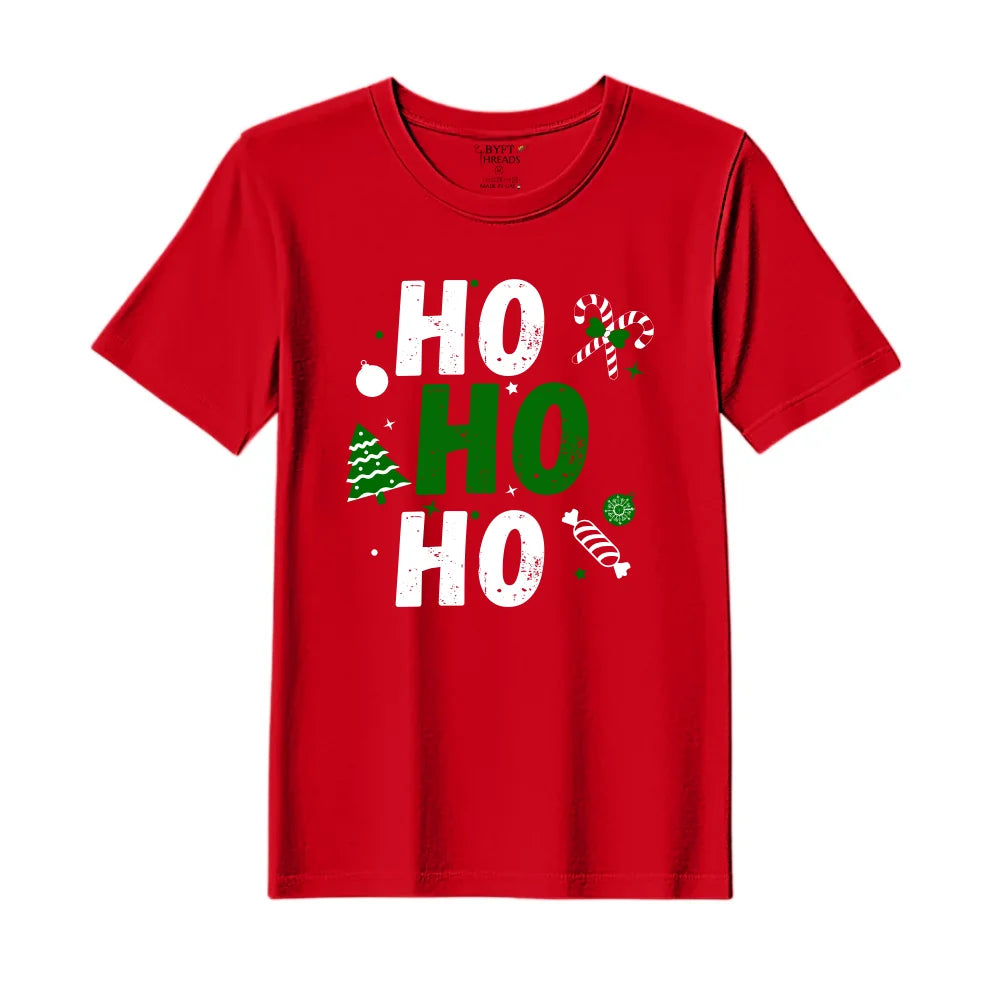 BYFT Threads Printed Christmas - Ho Ho Ho Toffee Designed T-Shirts