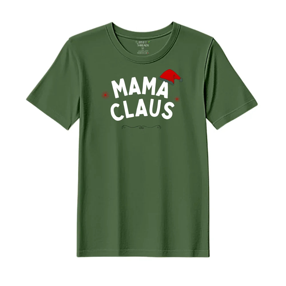 BYFT Threads Printed Christmas - Mama Claus Hat Designed T-Shirts