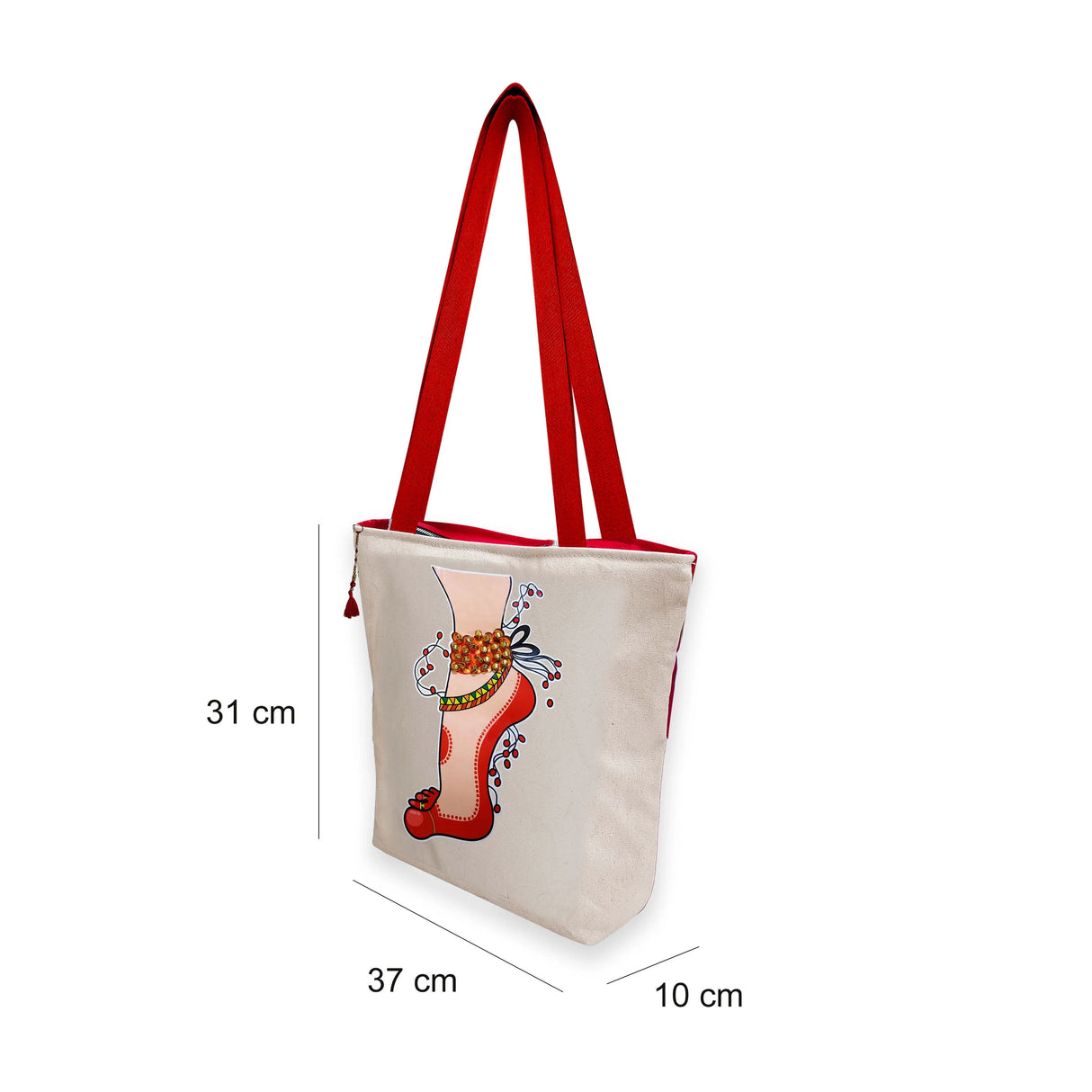 The Purani Jeans Dance Foot Ghungroo Canvas Bag Off-White | Handmade Ethnic Shoulder Bag