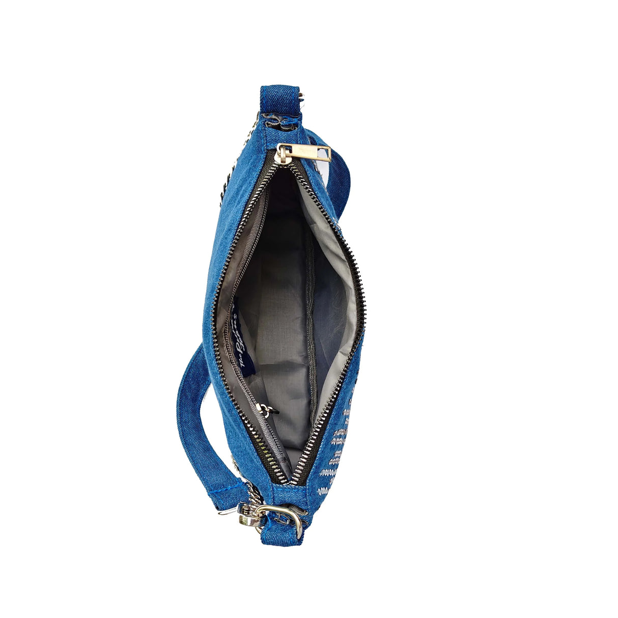 The Purani Jeans Denim Bling Shoulder Purse | Blue Denim Handmade Fashion Bag