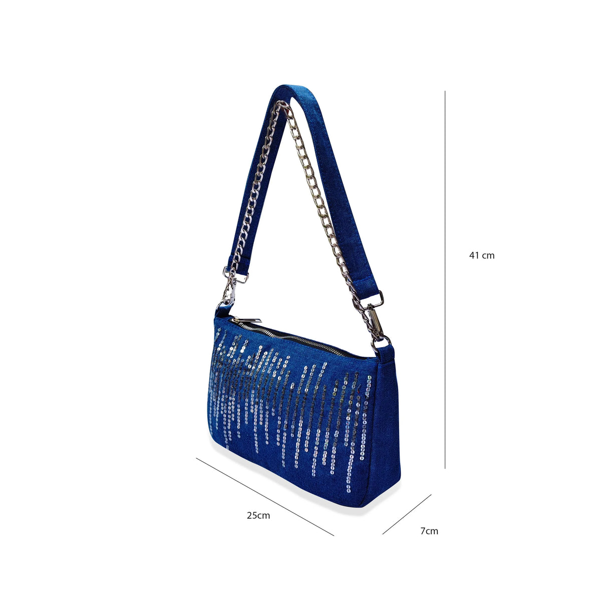 The Purani Jeans Denim Bling Shoulder Purse | Blue Denim Handmade Fashion Bag
