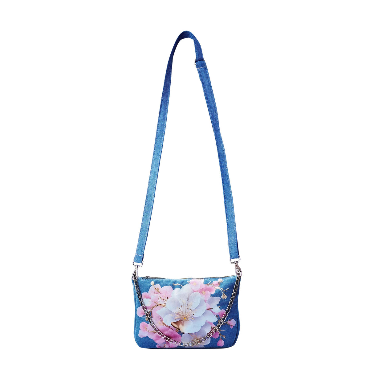 The Purani Jeans Denim Floral Shoulder Purse | Handmade Floral Handbag