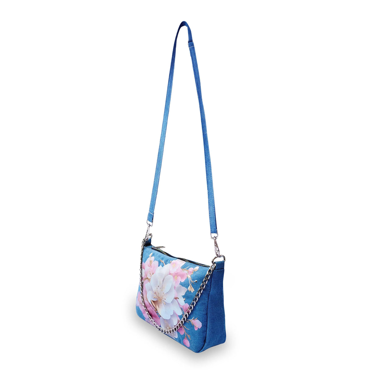 The Purani Jeans Denim Floral Shoulder Purse | Handmade Floral Handbag