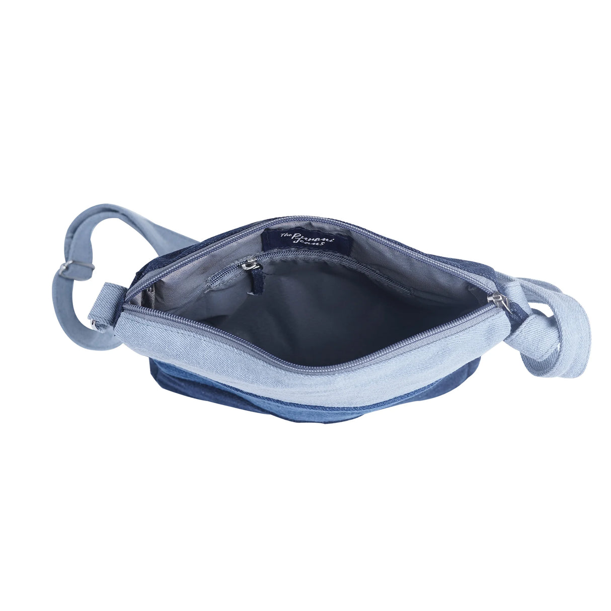 The Purani Jeans Denim Horizontal Stripes Sling Bag | Handmade Denim Crossbody Bag