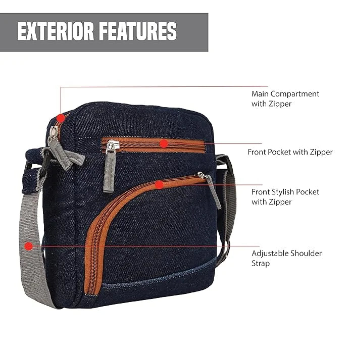 The Purani Jeans Denim Unisex Sling Bag | Handmade Denim Crossbody Bag