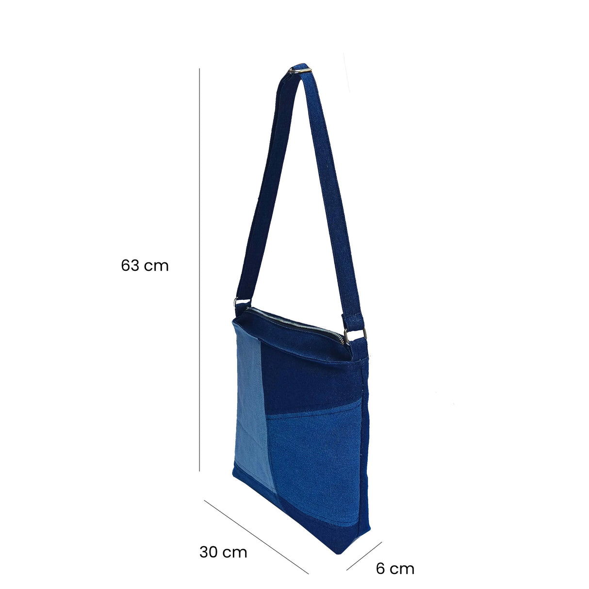 The Purani Jeans Three Shades Denim Tote Bag | Blue Denim Handmade Carry Bag