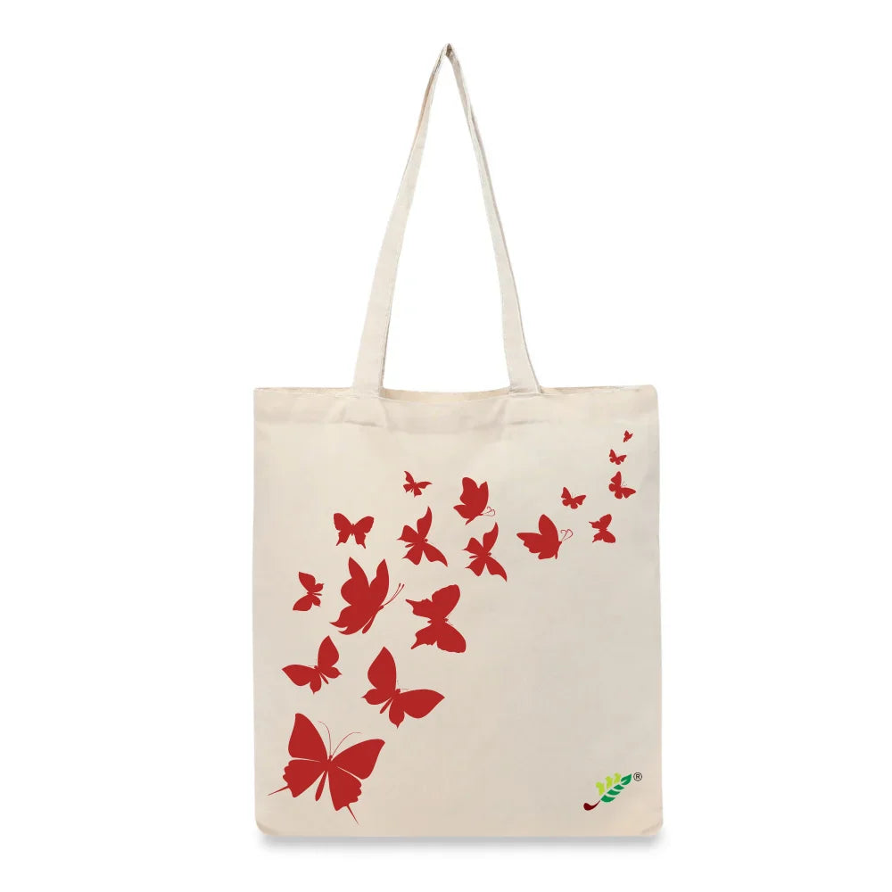 BYFT Artistic Butterfly Tote Bag – Elegant Butterfly Print Reusable Tote | Everyday Carry Bag (Set of 1)