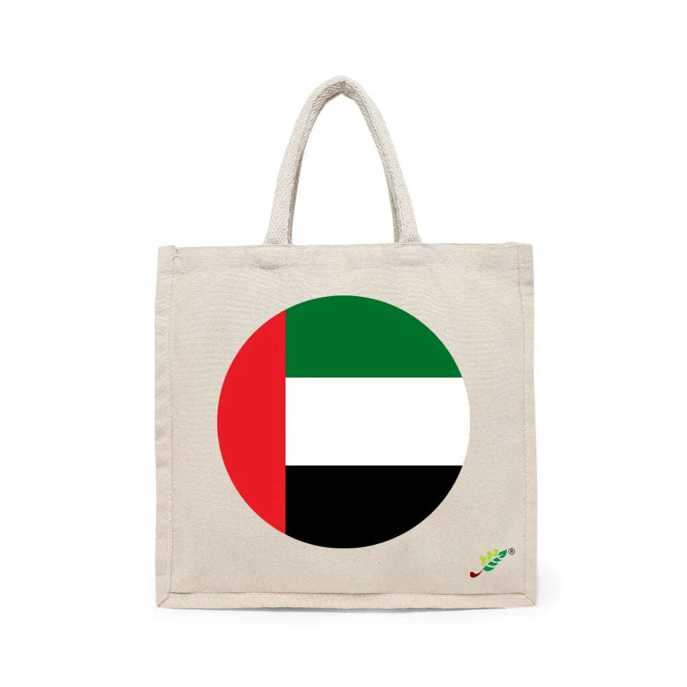 BYFT UAE Flag Printed Tote Bag – United Arab Emirates National Pride Reusable Tote | Eco-Friendly Daily Carry Bag (Set of 1)