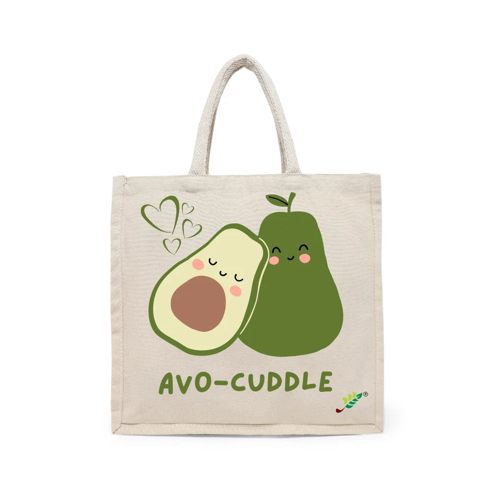 BYFT Cute Tote Bag "Avo-Cuddle", Fun Printed Reusable Tote Eco-Friendly Daily Carry Set of 1