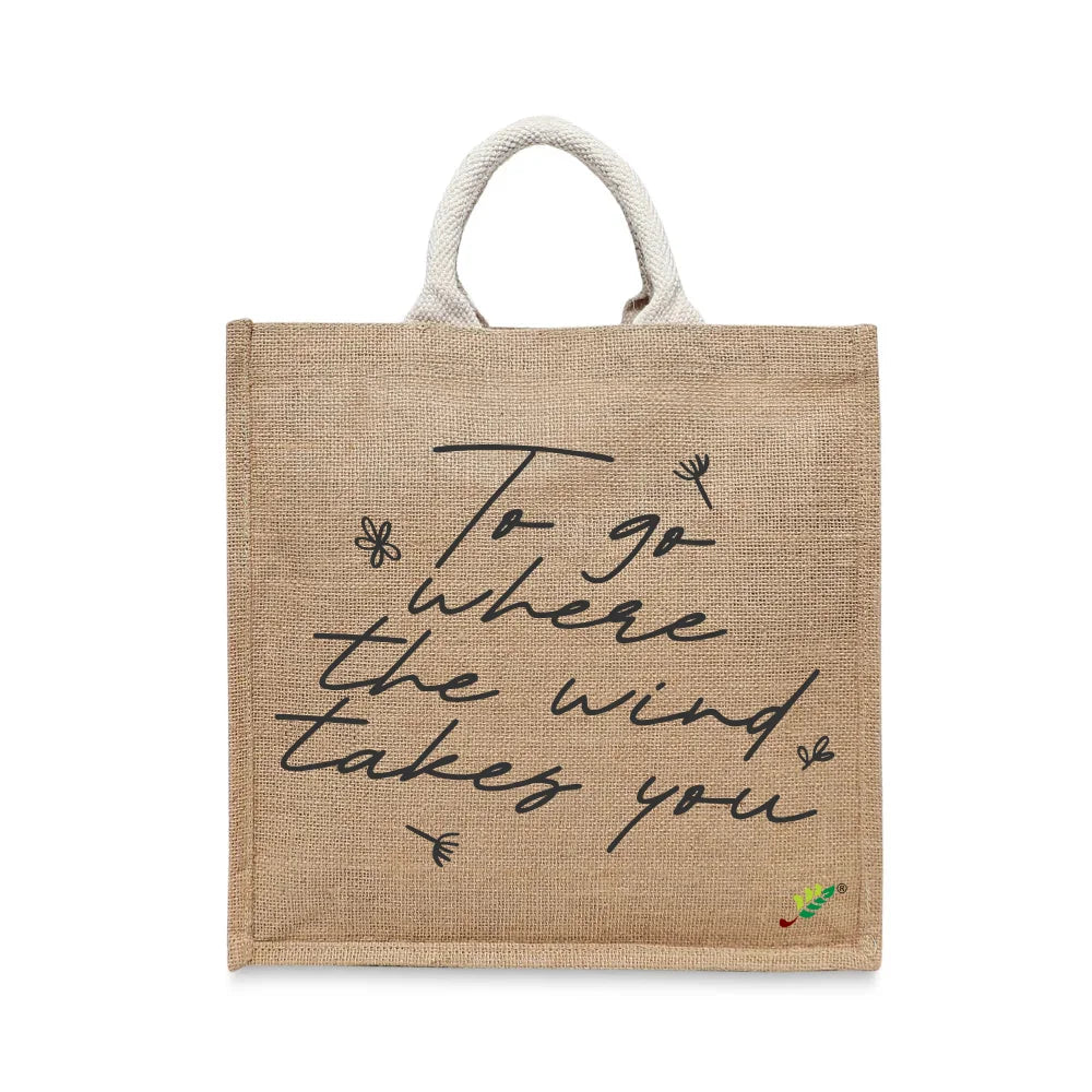 BYFT Inspirational Quote Tote Bag – “To Go Where the Wind Takes You” Reusable Tote | Eco-Friendly Daily Carry Bag (Set of 1)