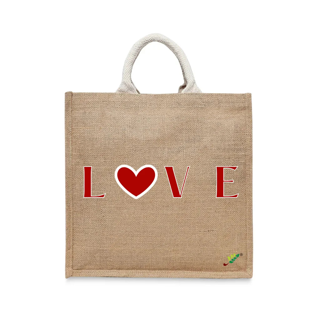 BYFT Love Heart Printed Tote Bag – Romantic Red Heart Reusable Tote | Eco-Friendly Daily Carry Bag (Set of 1)