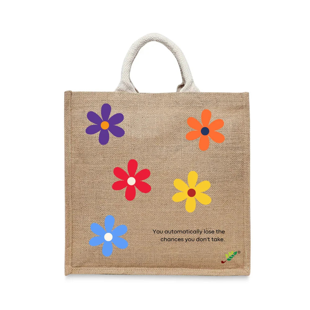 BYFT Inspirational Floral Tote Bag – “Bloom” Motivational Printed Tote | Reusable Everyday Carry (Set of 1)