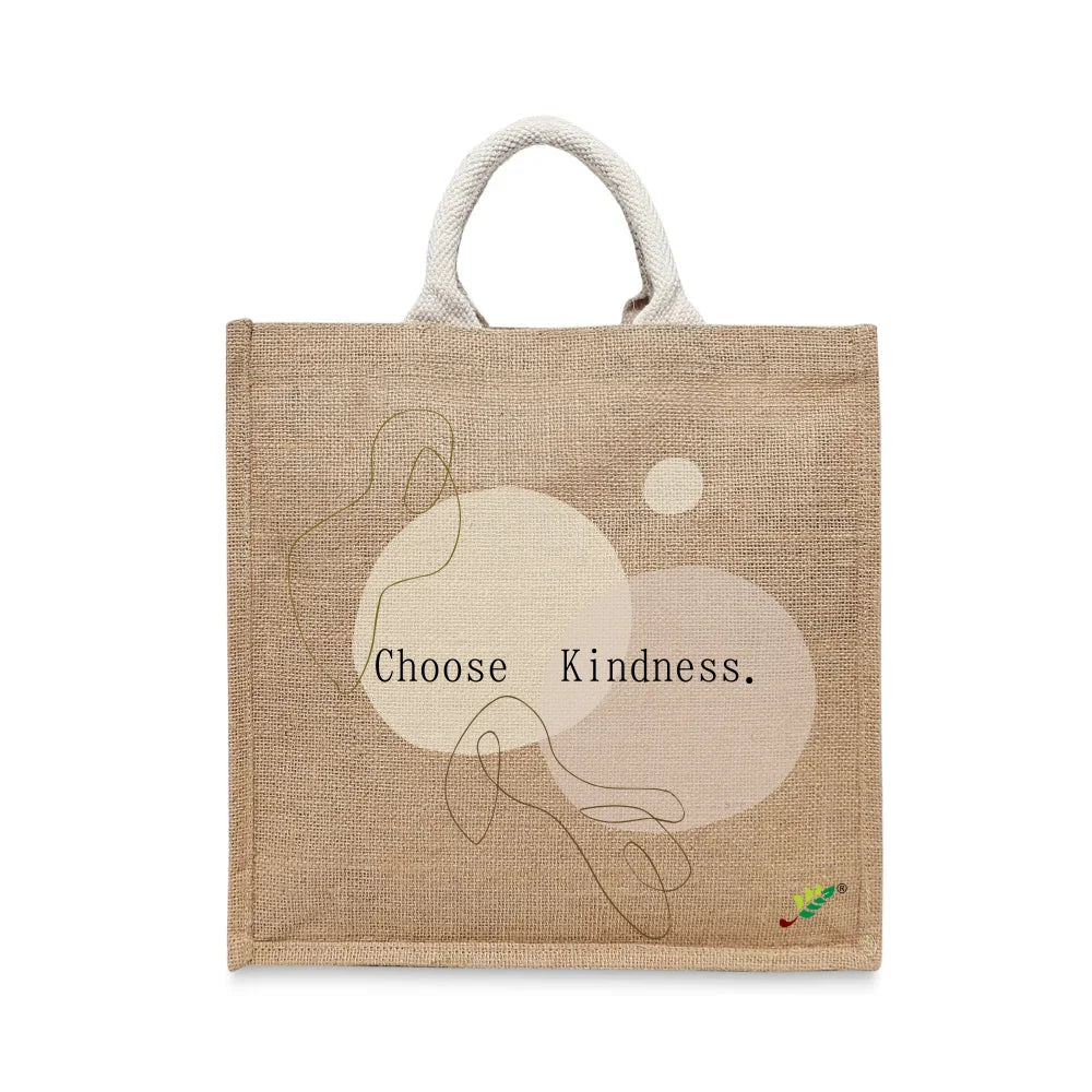 BYFT Minimalist Line Art Tote Bag – “Choose Kindness” Aesthetic Printed Reusable Tote | Eco-Friendly Daily Carry Bag (Set of 1)