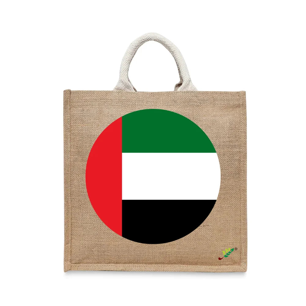 BYFT UAE Flag Printed Tote Bag – United Arab Emirates National Pride Reusable Tote | Eco-Friendly Daily Carry Bag (Set of 1)