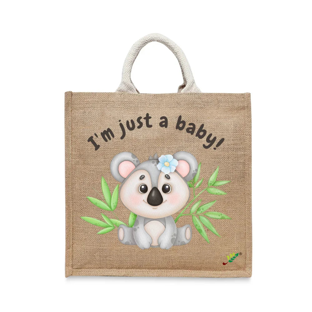 BYFT Sweet Baby Koala Tote Bag – “I’m just a baby!” Floral Koala Printed Reusable Tote | Eco-Friendly Daily Carry Bag (Set of 1)