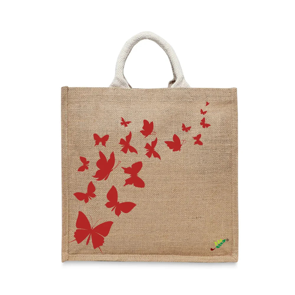 BYFT Artistic Butterfly Tote Bag – Elegant Butterfly Print Reusable Tote | Everyday Carry Bag (Set of 1)
