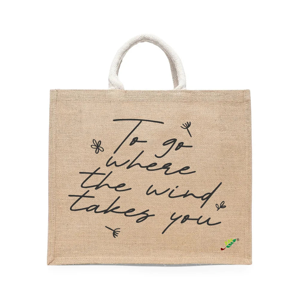 BYFT Inspirational Quote Tote Bag – “To Go Where the Wind Takes You” Reusable Tote | Eco-Friendly Daily Carry Bag (Set of 1)