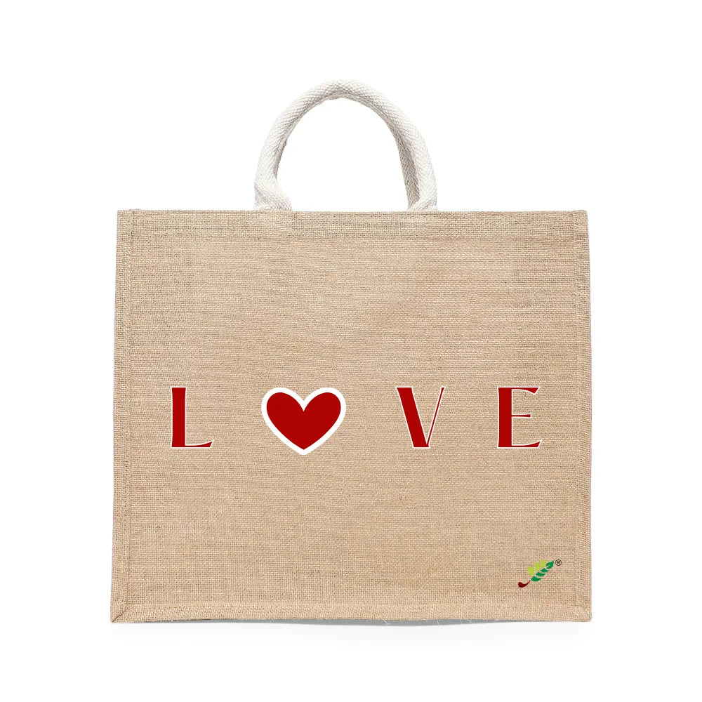 BYFT Love Heart Printed Tote Bag – Romantic Red Heart Reusable Tote | Eco-Friendly Daily Carry Bag (Set of 1)