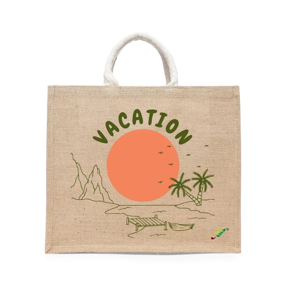 BYFT Tropical Vacation Tote Bag – Scenic Island Getaway Printed Reusable Tote | Eco-Friendly Daily Carry Bag (Set of 1)