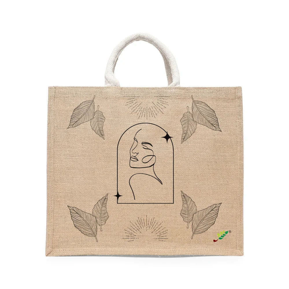 BYFT Artistic Face Tote Bag – “Quiet Muse” Celestial Reusable Tote | Eco-Friendly Daily Carry Bag (Set of 1)