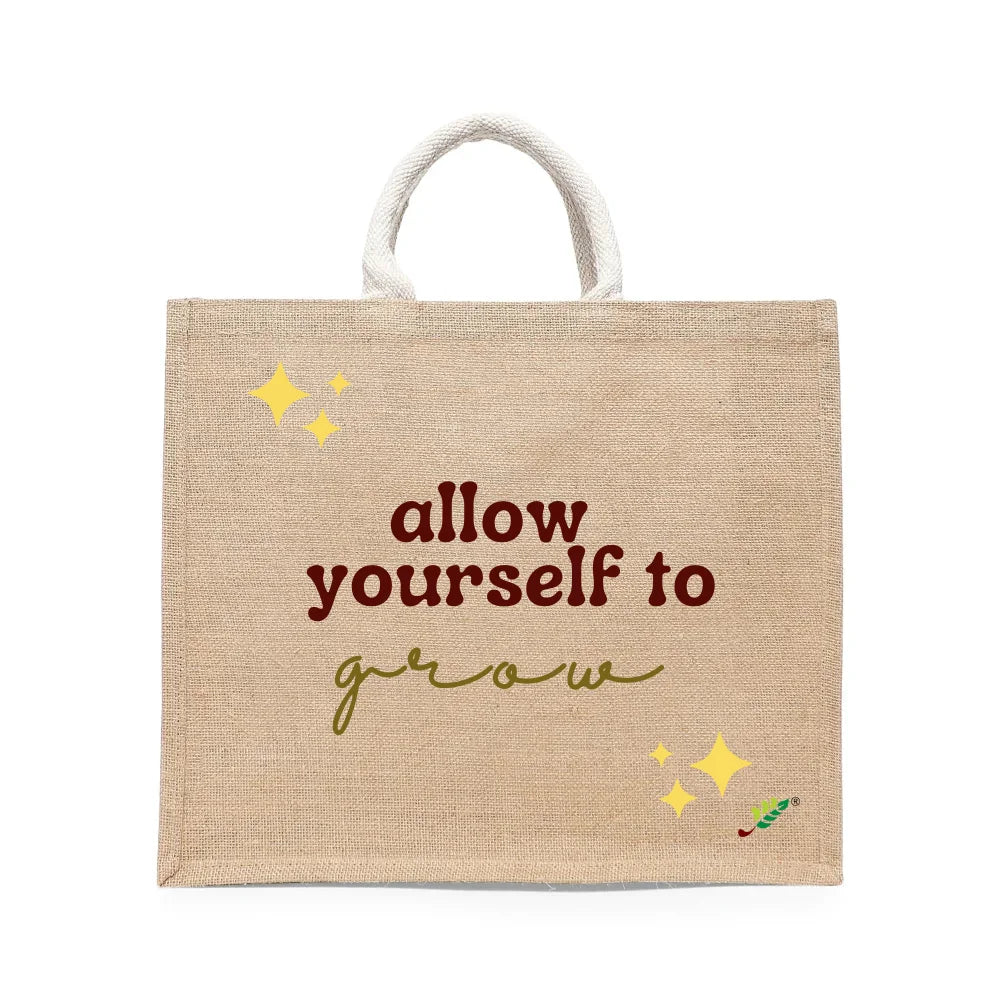 BYFT029663BYFTToteBag-AllowyourselftogrowLaminatedJuteBagWithGussetSetof01-JTTBTS145176