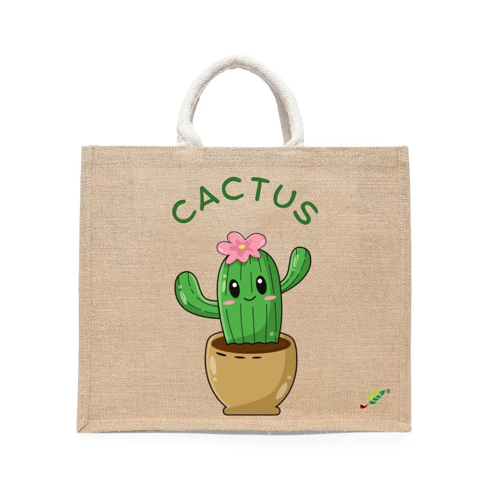 BYFT Adorable Succulent Tote Bag – Happy Cactus Floral Illustration Reusable Tote | Eco-Friendly Daily Carry Bag (Set of 1)
