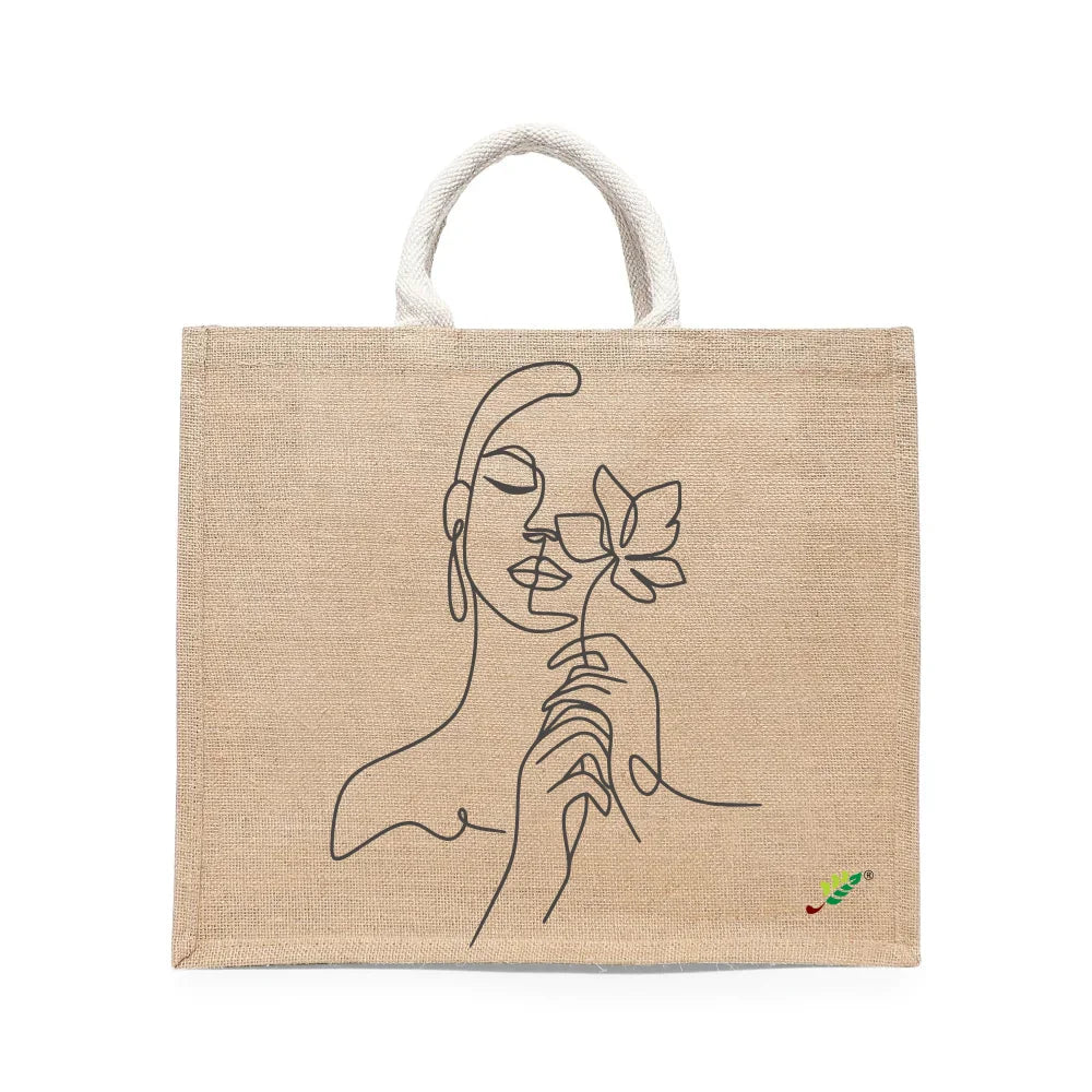BYFT Minimalist Art Tote Bag – “Blossom Muse” Elegant Line Art Printed Tote | Reusable Everyday Carry (Set of 1)