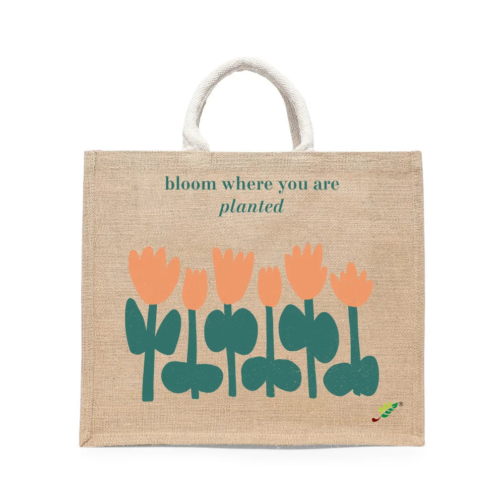 BYFT Inspirational Floral Tote Bag – “Bloom Where You Are Planted” Motivational Printed Tote | Reusable Everyday Carry (Set of 1)