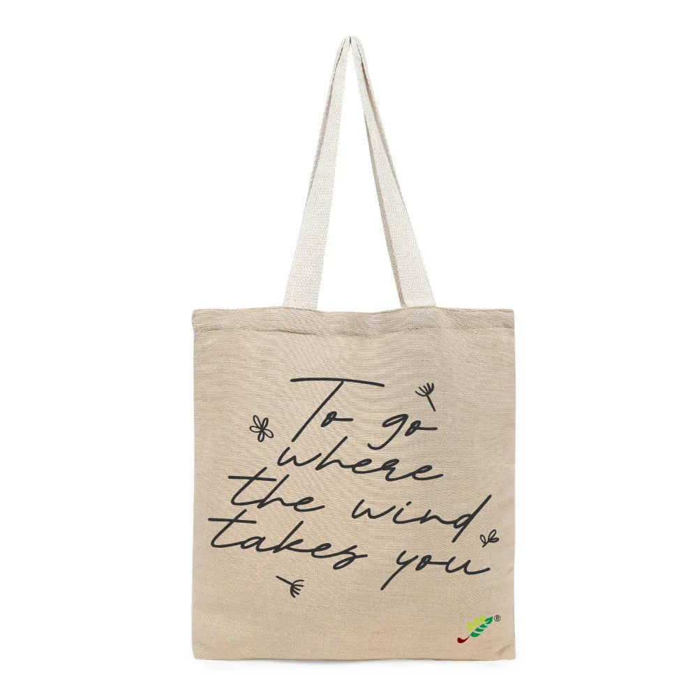BYFT Inspirational Quote Tote Bag – “To Go Where the Wind Takes You” Reusable Tote | Eco-Friendly Daily Carry Bag (Set of 1)