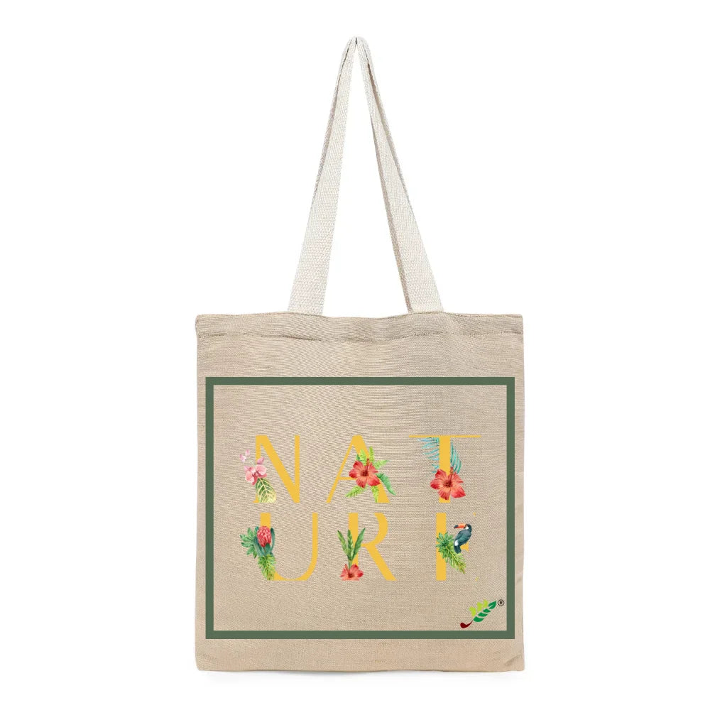 BYFT Tropical Botanical Tote Bag – “NATURE” Floral & Toucan Reusable Tote | Eco-Friendly Daily Carry Bag (Set of 1)