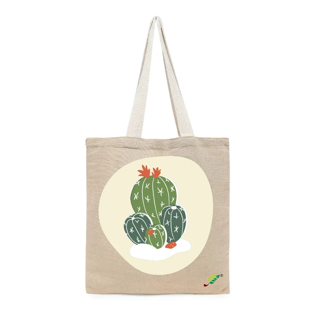 BYFT Botanical Cactus Tote Bag – Vibrant Desert Print Reusable Tote | Everyday Carry Bag (Set of 1)