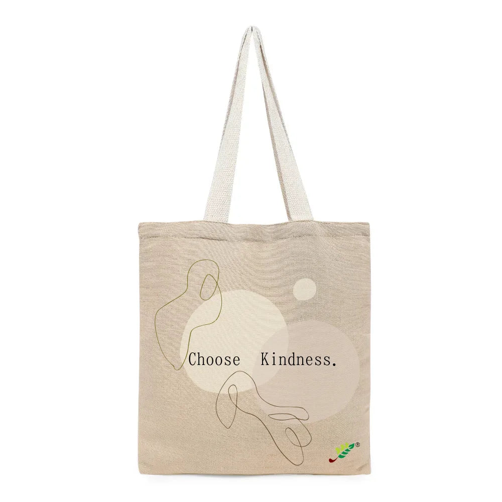 BYFT Minimalist Line Art Tote Bag – “Choose Kindness” Aesthetic Printed Reusable Tote | Eco-Friendly Daily Carry Bag (Set of 1)