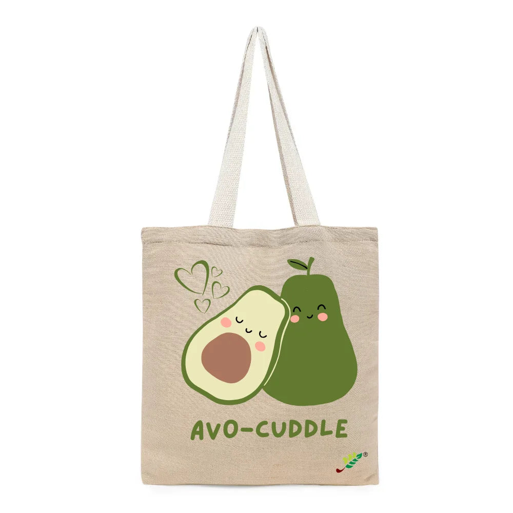 BYFT Cute Tote Bag "Avo-Cuddle", Fun Printed Reusable Tote Eco-Friendly Daily Carry Set of 1