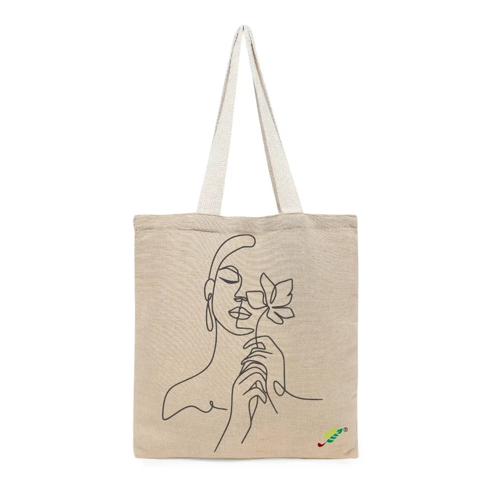 BYFT Minimalist Art Tote Bag – “Blossom Muse” Elegant Line Art Printed Tote | Reusable Everyday Carry (Set of 1)